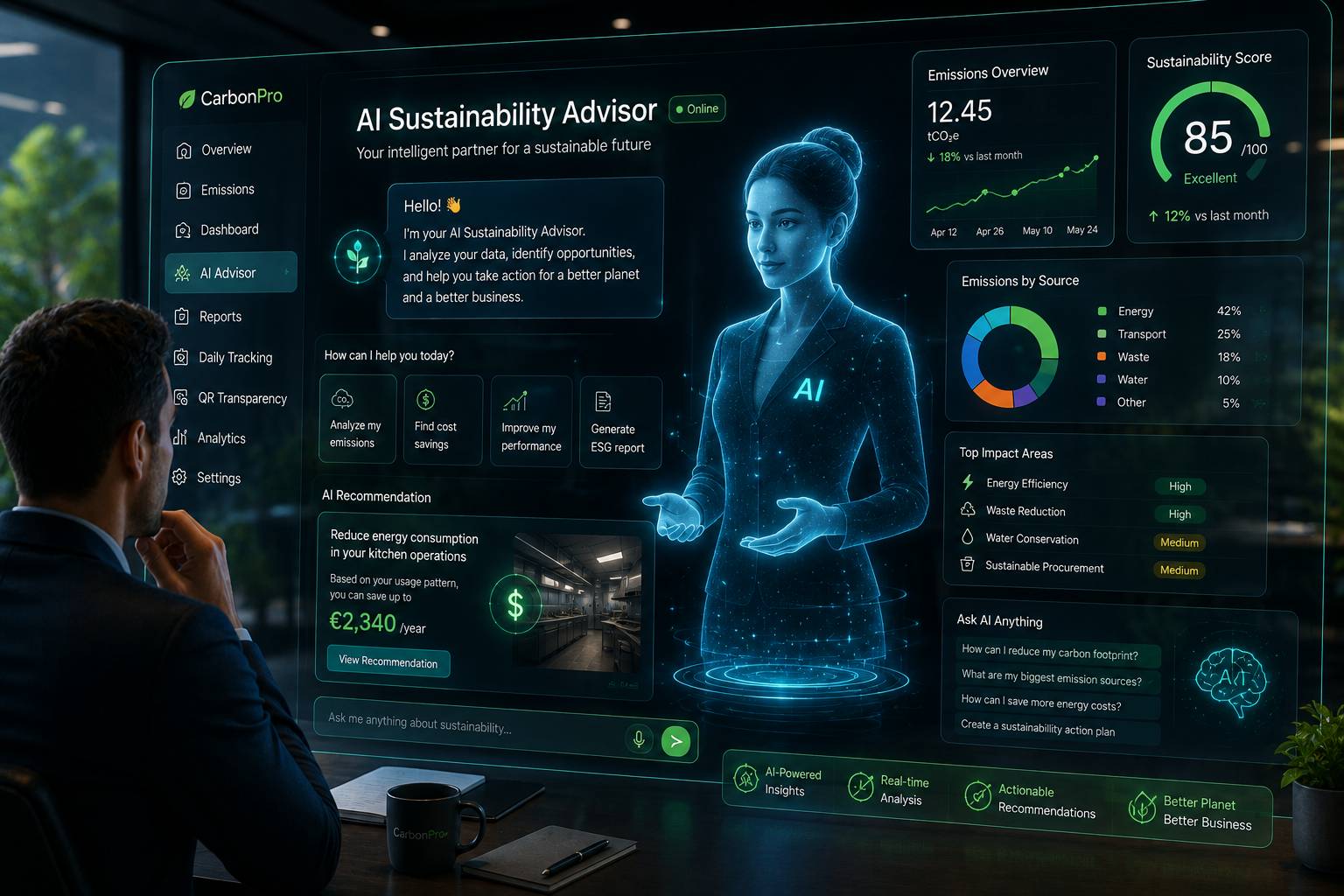 AI sustainability advisor interface